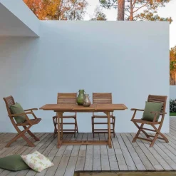 Viadurini in the Garden Gartentische Aus Teakholz|Ausziehbare Gartentische-Ausziehbarer Tisch im Freien Bis zu 160 cm in Akazienholz - Wolke