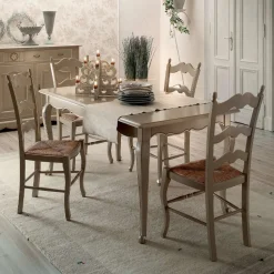 Viadurini Classic Ausziehbare Esstische-Ausziehbarer Tisch mit 4 Stühlen in hellem Taubengrau, hergestellt in Italien – Celestino