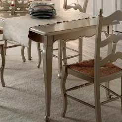 Viadurini Classic Ausziehbare Esstische-Ausziehbarer Tisch mit 4 Stühlen in hellem Taubengrau, hergestellt in Italien – Celestino