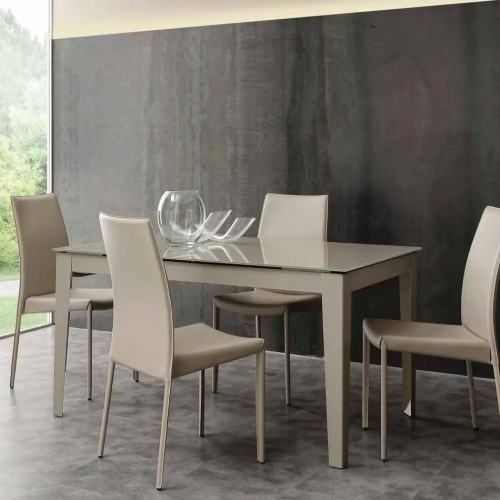 Viadurini Living Ausziehbare Esstische-Ausziehbarer Tisch mit Glasplatte in modernem Design Baltimora