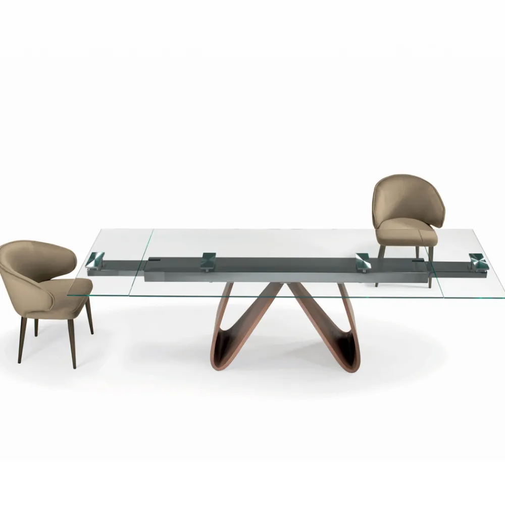 Viadurini Living Ausziehbare Esstische-Ausziehbarer Tisch mit Glasplatte, hergestellt in Italien – Equatore