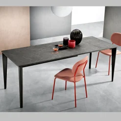 Viadurini Living Ausziehbare Esstische-Ausziehbarer Tisch mit Marmor-Melaminplatte und anthrazitfarbenen Beinen - Ariel
