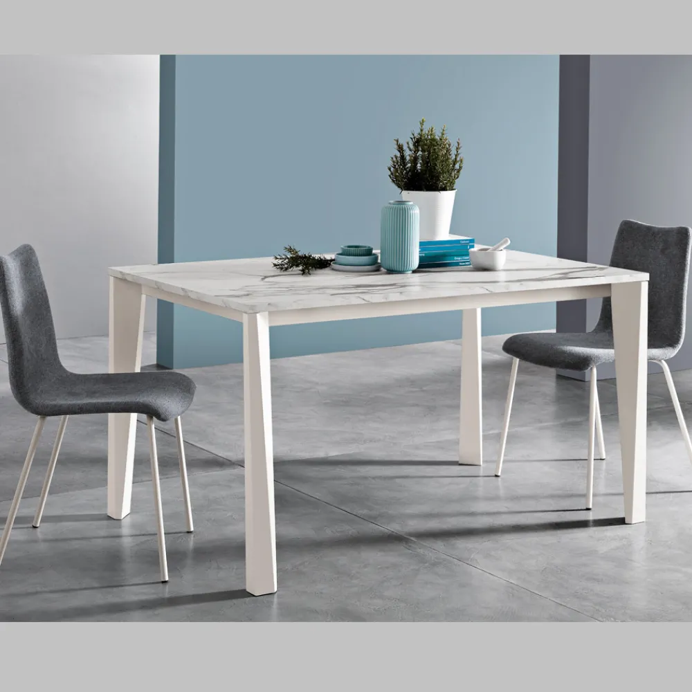 Viadurini Living Ausziehbare Esstische-Ausziehbarer Tisch mit Melaminplatte und Metallgestell - Ariel
