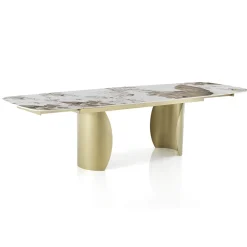 Viadurini Living Ausziehbare Esstische-Ausziehbarer Tisch mit Metallgestell und Keramikplatte in Marmoroptik - Lombo