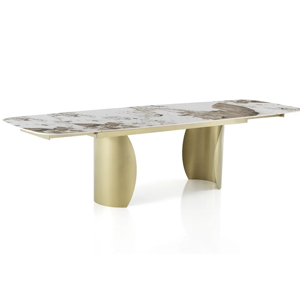 Viadurini Living Ausziehbare Esstische-Ausziehbarer Tisch mit Metallgestell und Keramikplatte in Marmoroptik - Lombo