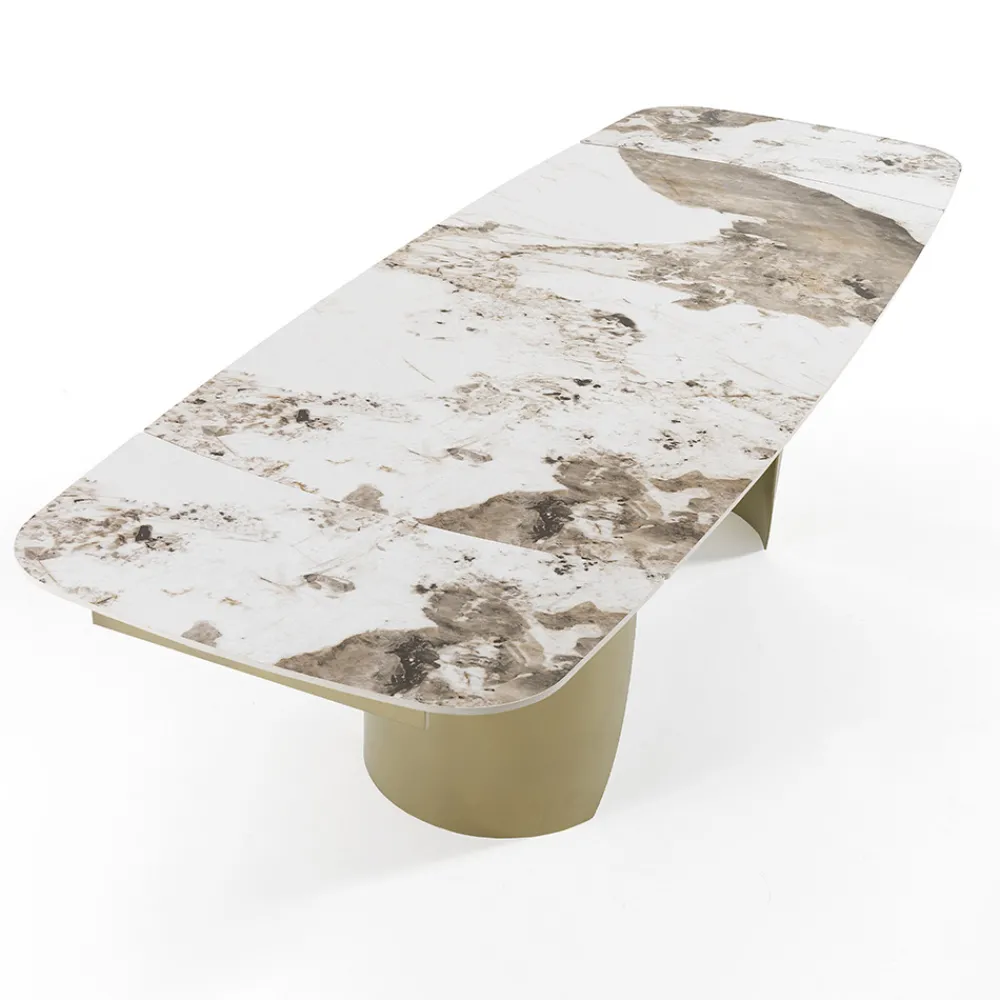 Viadurini Living Ausziehbare Esstische-Ausziehbarer Tisch mit Metallgestell und Keramikplatte in Marmoroptik - Lombo