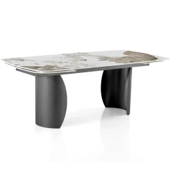 Viadurini Living Ausziehbare Esstische-Ausziehbarer Tisch mit Metallgestell und Keramikplatte in Marmoroptik - Lombo