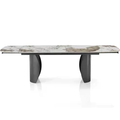 Viadurini Living Ausziehbare Esstische-Ausziehbarer Tisch mit Metallgestell und Keramikplatte in Marmoroptik - Lombo