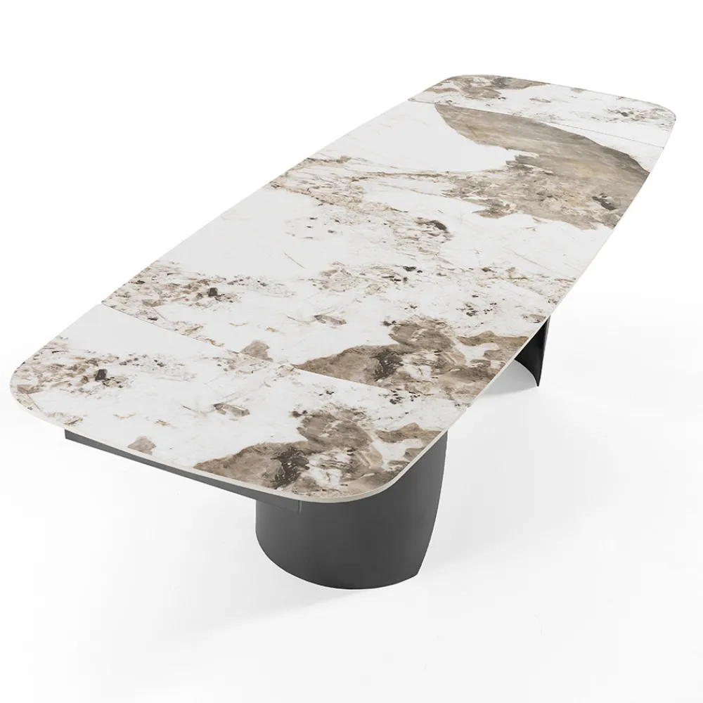 Viadurini Living Ausziehbare Esstische-Ausziehbarer Tisch mit Metallgestell und Keramikplatte in Marmoroptik - Lombo