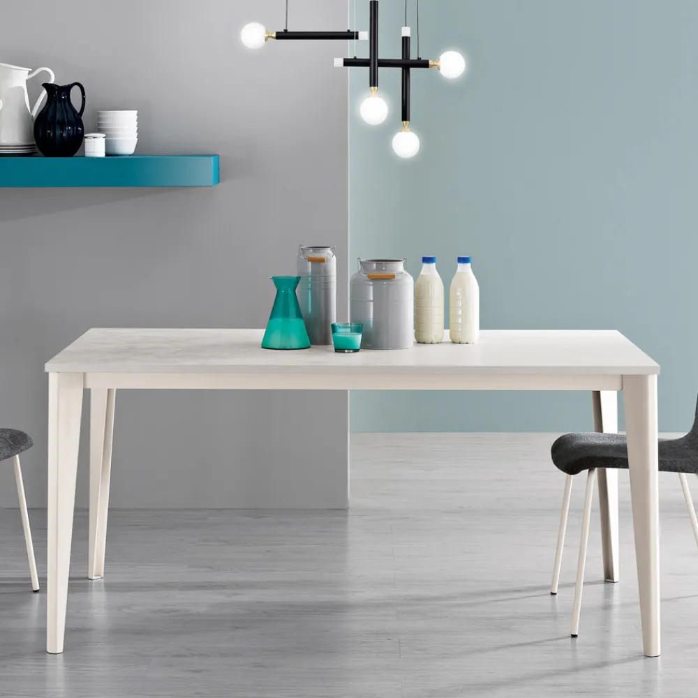 Viadurini Living Ausziehbare Esstische-Ausziehbarer Tisch mit Melaminplatte aus eisweißem Zement - Ariel