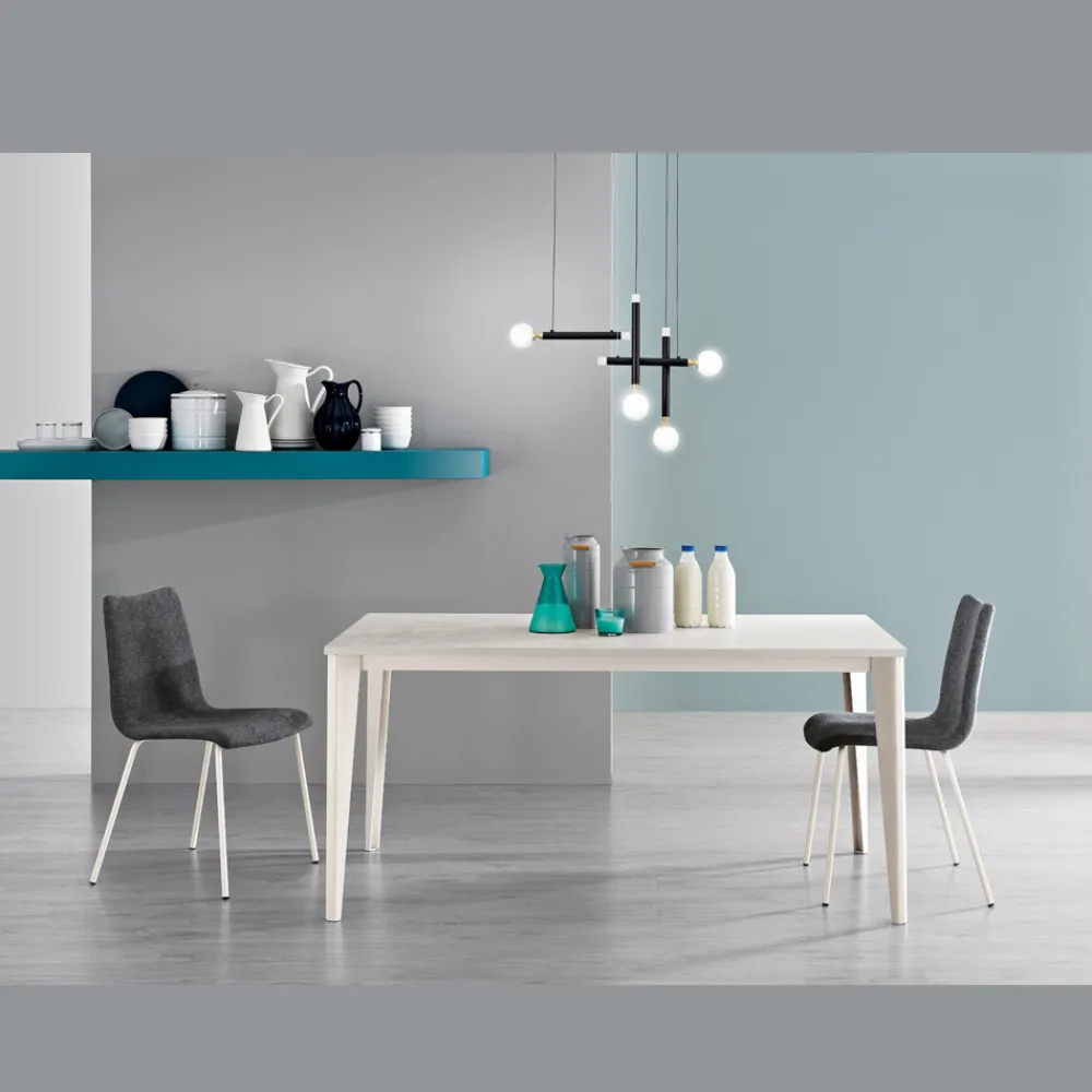 Viadurini Living Ausziehbare Esstische-Ausziehbarer Tisch mit Melaminplatte aus eisweißem Zement - Ariel