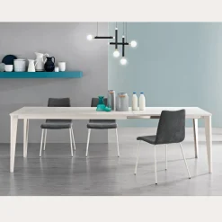 Viadurini Living Ausziehbare Esstische-Ausziehbarer Tisch mit Melaminplatte aus eisweißem Zement - Ariel