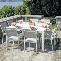 Viadurini in the Garden Gartentische Aus Aluminium|Ausziehbare Gartentische-Ausziehbarer Tisch mit Schiebebeinen und Aluminium-Lattenrostplatte - Supernova