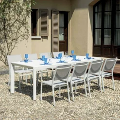 Viadurini in the Garden Gartentische Aus Aluminium|Ausziehbare Gartentische-Ausziehbarer Tisch mit Schiebebeinen und Aluminium-Lattenrostplatte - Supernova