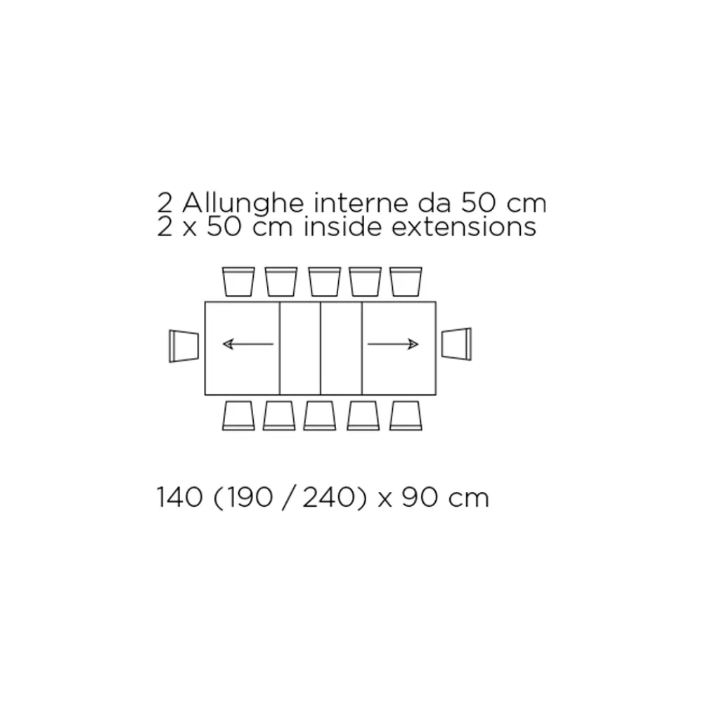 Viadurini Living Ausziehbare Esstische-Ausziehbarer Tisch mit synchronisierter zentraler Öffnung aus Laminat – Settimmio