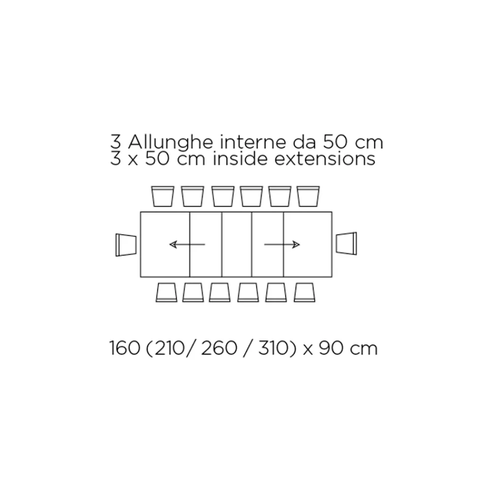 Viadurini Living Ausziehbare Esstische-Ausziehbarer Tisch mit synchronisierter zentraler Öffnung aus Laminat – Settimmio
