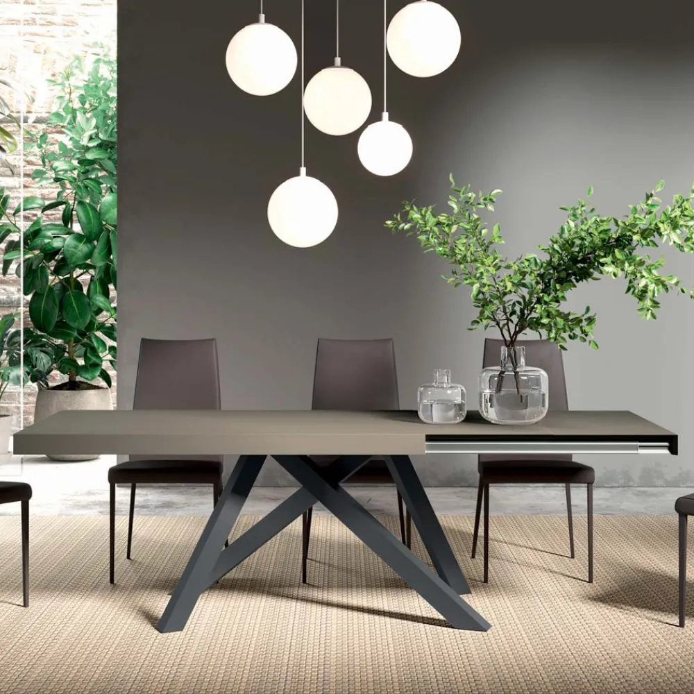 Viadurini Living Ausziehbare Esstische-Ausziehbarer Tisch mit synchronisierter seitlicher Öffnung aus Melamin – Settimmio