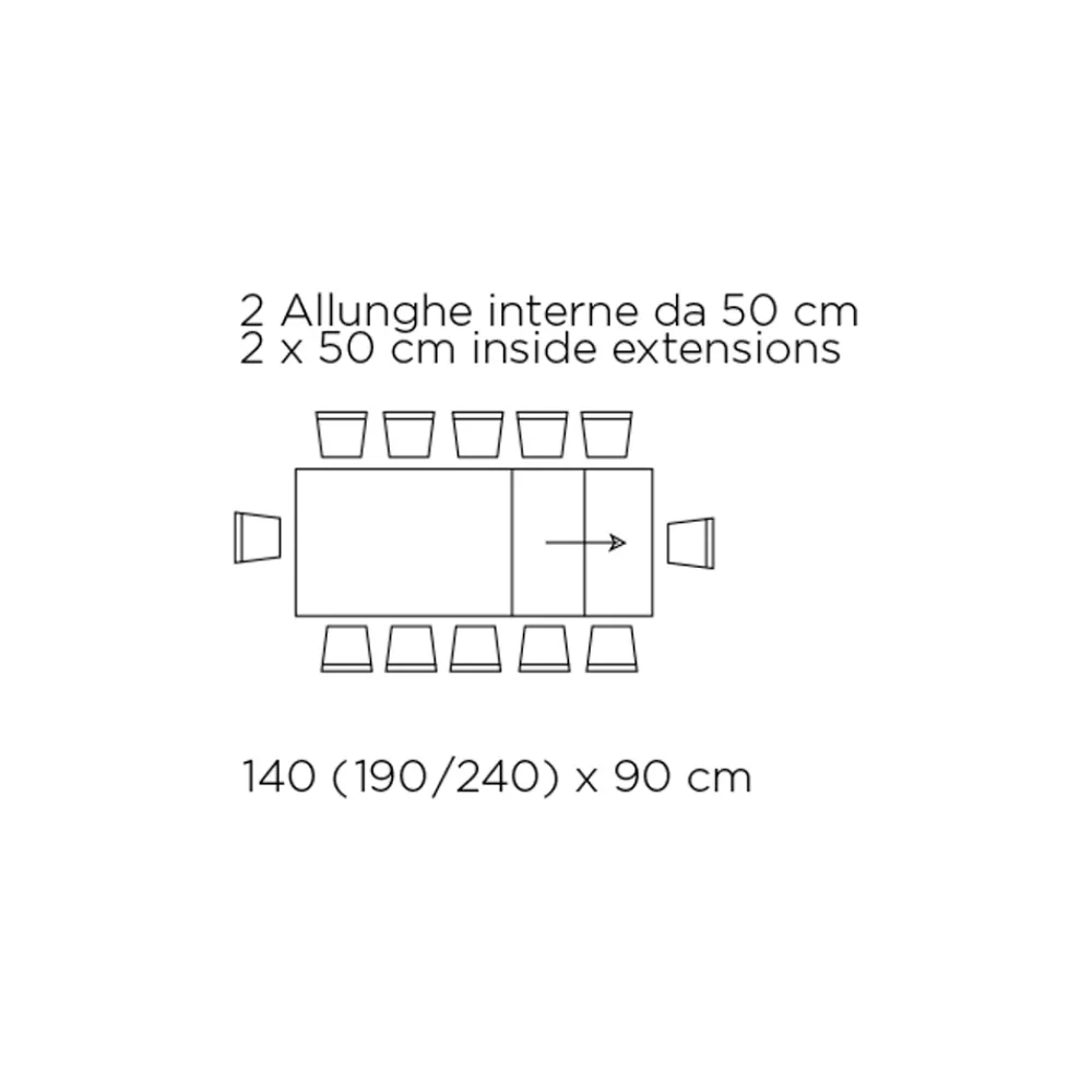 Viadurini Living Ausziehbare Esstische-Ausziehbarer Tisch mit synchronisierter seitlicher Öffnung aus Melamin – Settimmio