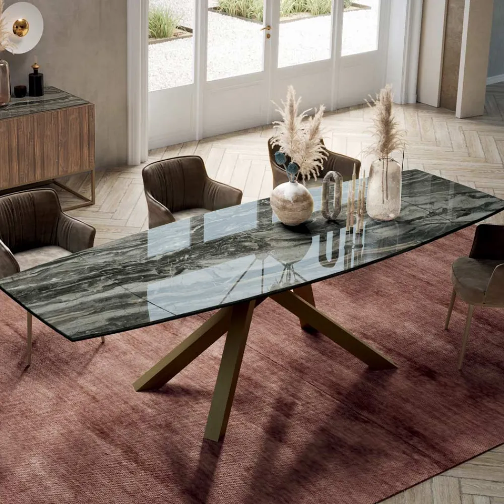 Viadurini Living Ausziehbare Esstische-Ausziehbarer Tisch mit Untergestell und Tischplatte in verschiedenen Ausführungen, hergestellt in Italien – Settimmio