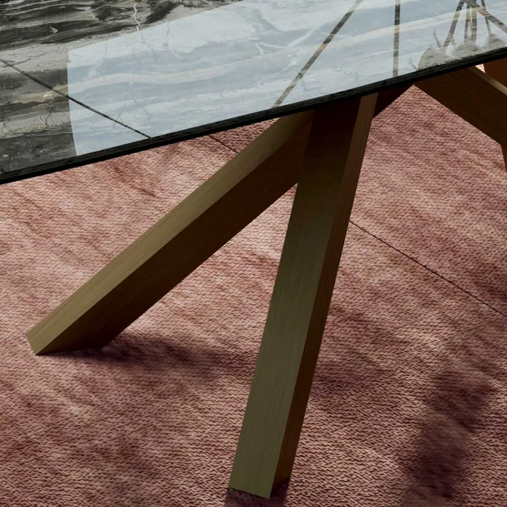 Viadurini Living Ausziehbare Esstische-Ausziehbarer Tisch mit Untergestell und Tischplatte in verschiedenen Ausführungen, hergestellt in Italien – Settimmio