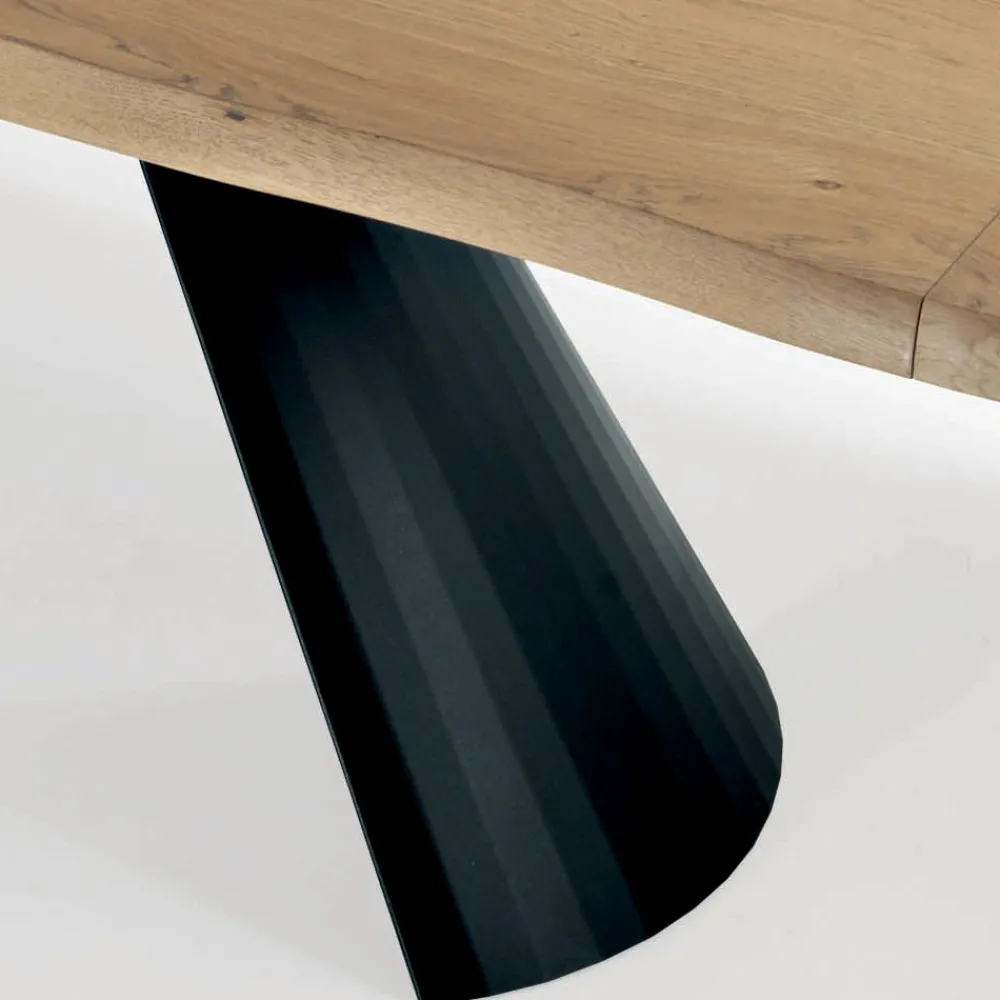 Viadurini Living Ausziehbare Esstische-Ausziehbarer Tisch mit unregelmäßiger entrindeter Kante, hergestellt in Italien – Gläser