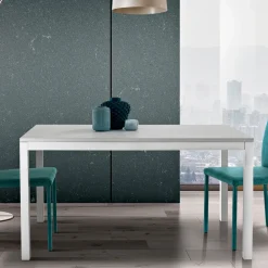 Viadurini Living Ausziehbare Esstische-Ausziehbarer Tisch mit weißen Metallbeinen und Melaminplatte - Shaila