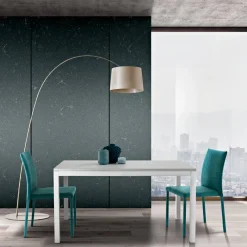 Viadurini Living Ausziehbare Esstische-Ausziehbarer Tisch mit weißen Metallbeinen und Melaminplatte - Shaila