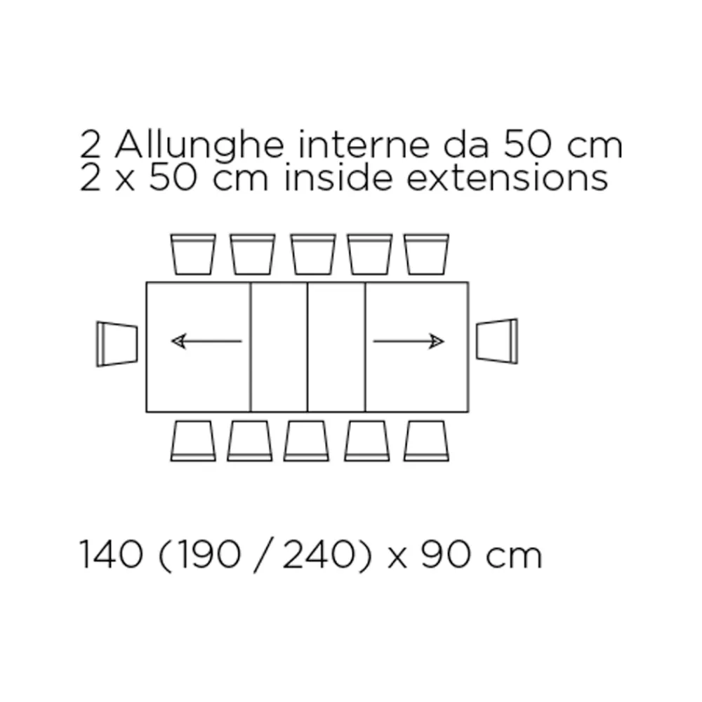 Viadurini Living Ausziehbare Esstische-Ausziehbarer Tisch mit zentraler Öffnung und klappbarer Kante, hergestellt in Italien – Dalmatiner