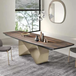 Viadurini Living Ausziehbare Esstische-Ausziehbarer Tisch 200/300x100 aus Eichenfurnier und Metall - Cross