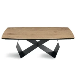 Viadurini Living Ausziehbare Esstische-Ausziehbarer Tisch 200/300x100 aus Eichenfurnier und Metall - Cross