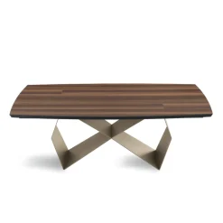 Viadurini Living Ausziehbare Esstische-Ausziehbarer Tisch 200/300x100 aus Eichenfurnier und Metall - Cross