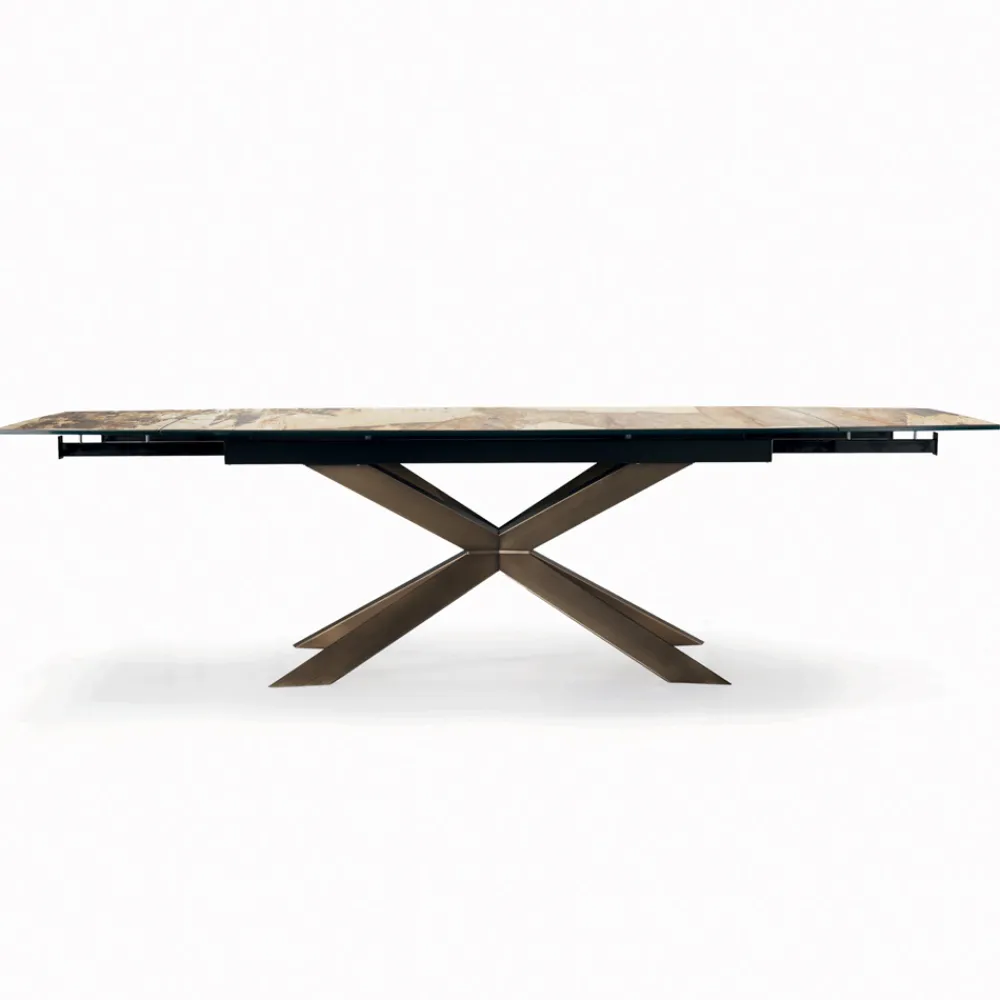 Viadurini Living Ausziehbare Esstische-Ausziehbarer tonnenförmiger Tisch mit integrierten Verlängerungen, hergestellt in Italien – Grotta