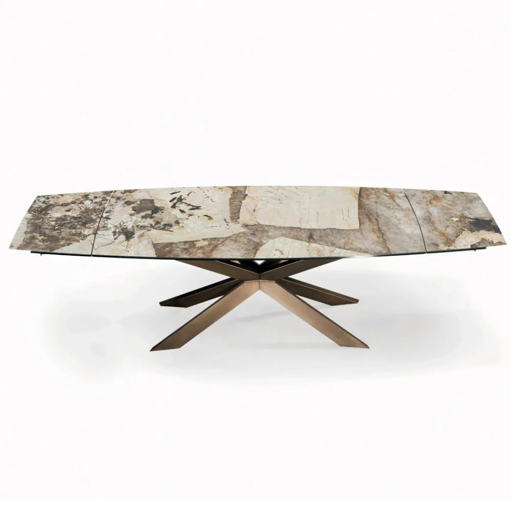 Viadurini Living Ausziehbare Esstische-Ausziehbarer tonnenförmiger Tisch mit integrierten Verlängerungen, hergestellt in Italien – Grotta