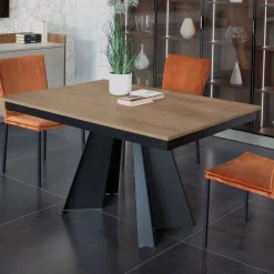 Viadurini Living Ausziehbare Esstische-Ausziehbarer und breiterer Esstisch aus Melamin und Metall – Devendra