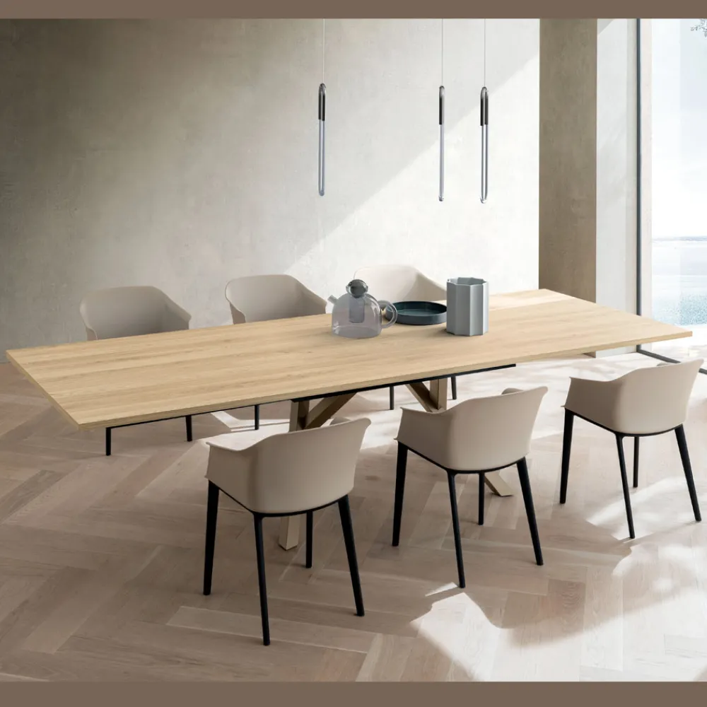 Viadurini Living Ausziehbare Esstische-Ausziehbarer Wohnzimmertisch 260 oder 300 cm aus Metall und HPL - Borgo