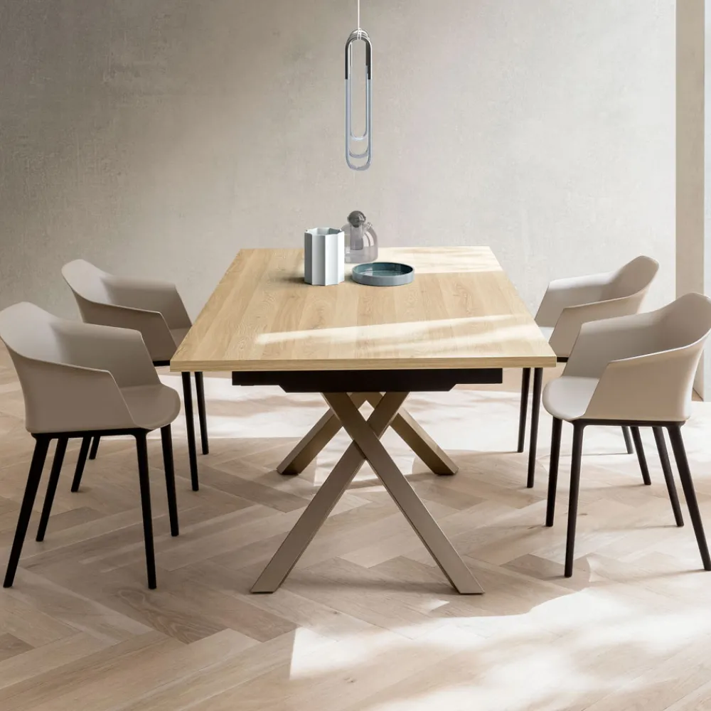 Viadurini Living Ausziehbare Esstische-Ausziehbarer Wohnzimmertisch 260 oder 300 cm aus Metall und HPL - Borgo