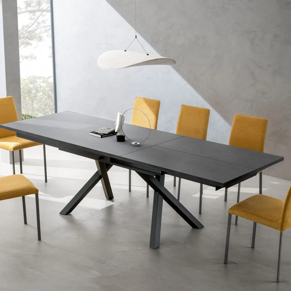 Viadurini Living Ausziehbare Esstische-Ausziehbarer Wohnzimmertisch 260 oder 300 cm aus Metall und HPL - Borgo