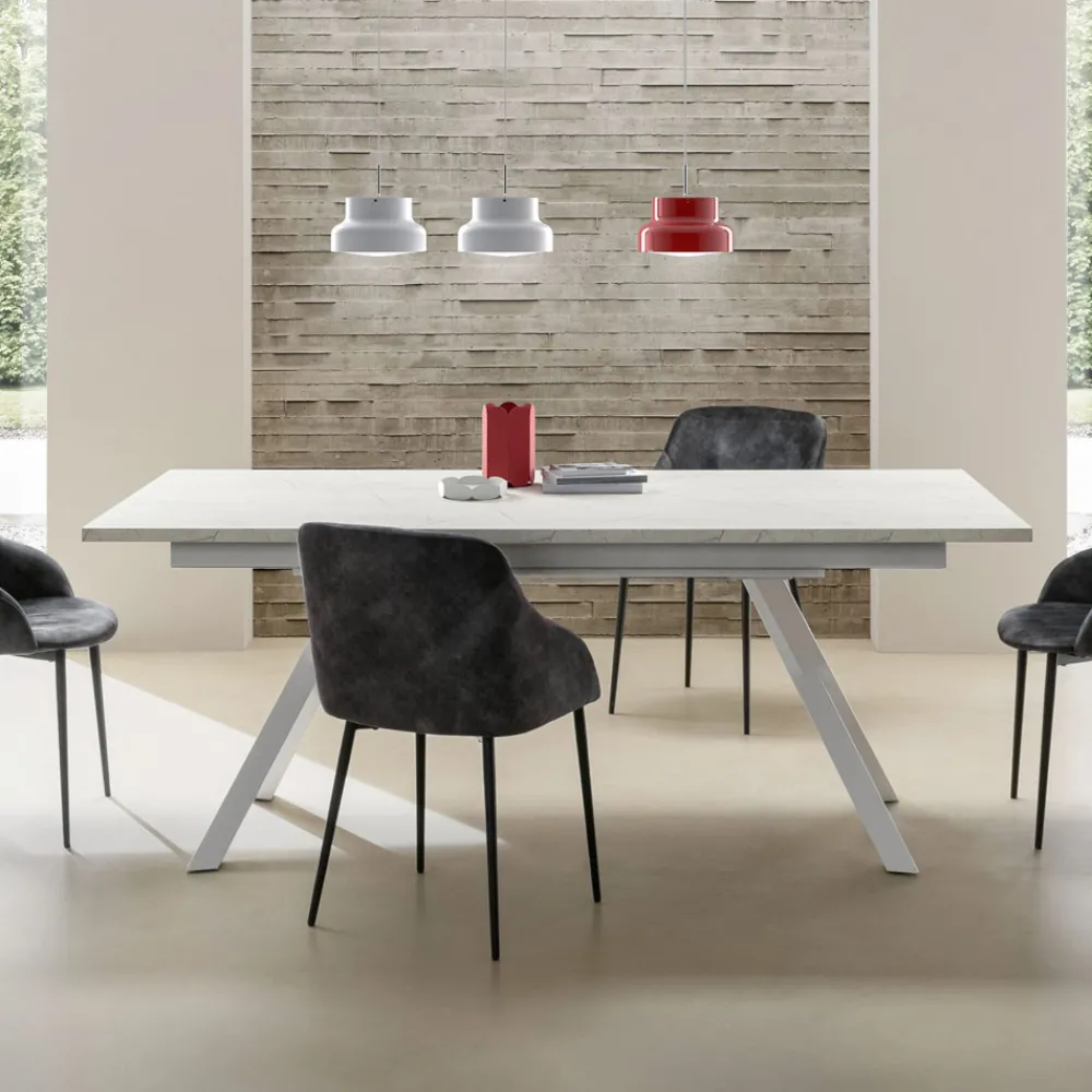 Viadurini Living Ausziehbare Esstische-Ausziehbarer Wohnzimmertisch 260 oder 300 cm aus Metall und HPL - Borgo