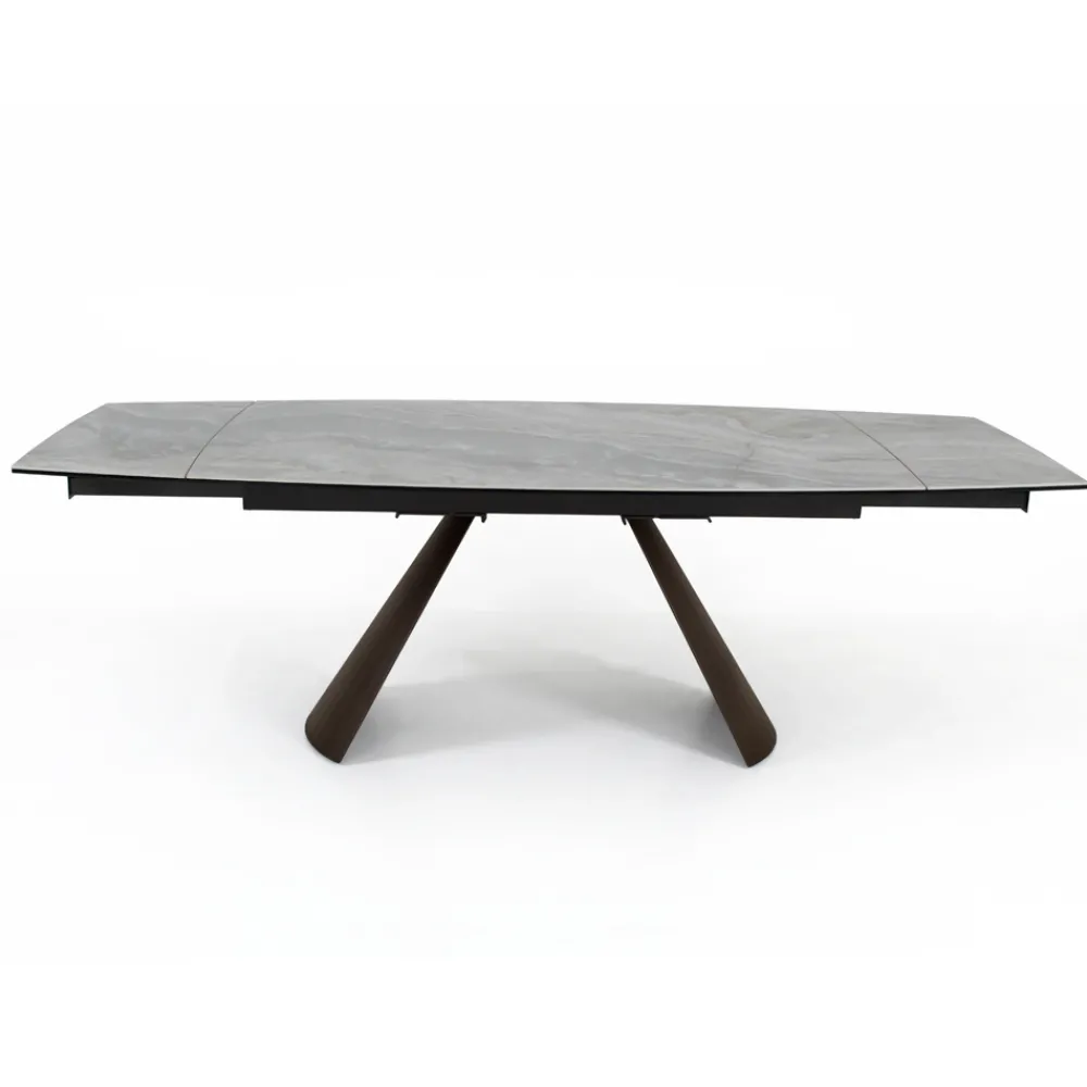 Viadurini Living Ausziehbare Esstische-Ausziehbarer Wohnzimmertisch mit tonnenförmiger Platte aus Keramik, hergestellt in Italien – Gläser