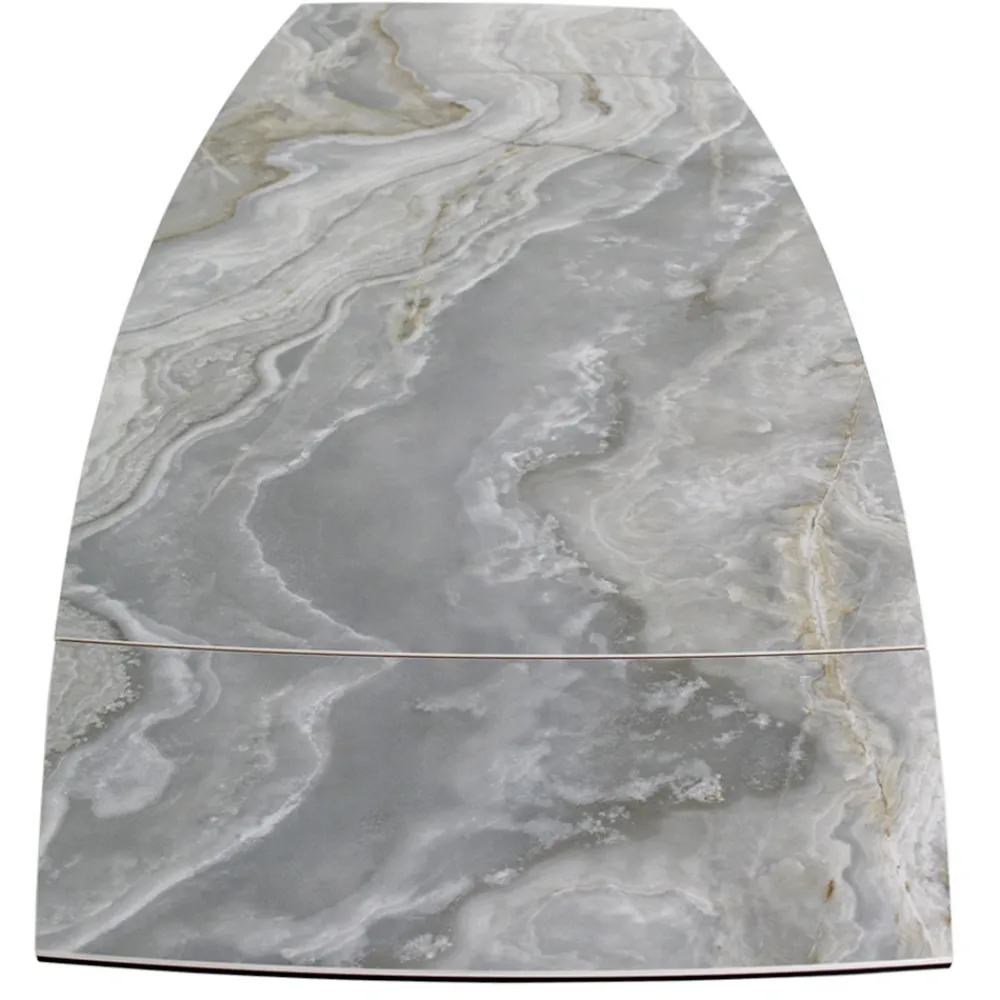 Viadurini Living Ausziehbare Esstische-Ausziehbarer Wohnzimmertisch mit tonnenförmiger Platte aus Keramik, hergestellt in Italien – Gläser