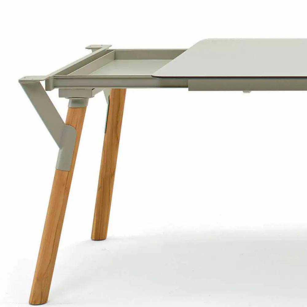 Varaschin Ausziehbare Gartentische-Ausziehtisch Tischbeine aus Teak H 65 cm Link