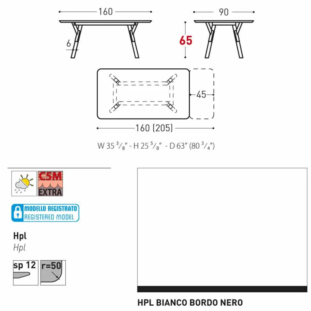 Varaschin Ausziehbare Gartentische-Ausziehtisch Tischbeine aus Teak H 65 cm Link