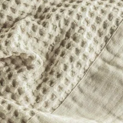 Viadurini Textile Bademäntel-Bademantel mit Kapuze und Leinenrüsche aus Baumwollwabenmuster – Plüsch