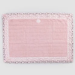 Viadurini Textile Badteppiche-Badematte aus Frottee und Leinen mit Poema Lace 2 Farben - Cuorotto