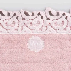 Viadurini Textile Badteppiche-Badematte aus Frottee und Leinen mit Poema Lace 2 Farben - Cuorotto