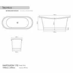 Viadurini Bathroom Freistehende Badewannen-Badewanne Freestanding aus Kupfer in modernem Design Julia
