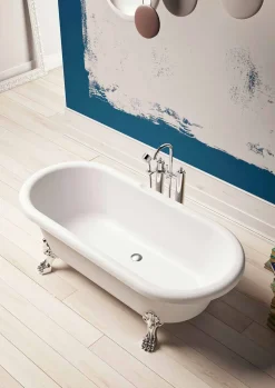 Viadurini Bathroom Freistehende Badewannen-Badewanne Freestanding, im Design, Füße im Chrom Finish - Free