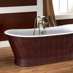 Viadurini Bathroom Freistehende Badewannen-Badewanne freistehend mit Leder Bezug modern Elsie