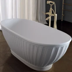 Viadurini Bathroom Freistehende Badewannen-Badewanne mit fester Oberfläche und mattweißer Außenseite, hergestellt in Italien – Ross