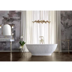 Viadurini Bathroom Freistehende Badewannen-Badewanne mit fester Oberfläche und mattweißer Außenseite, hergestellt in Italien – Ross